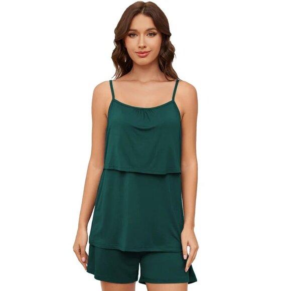 Bearsland Emerald Green Sleeveless Layered Nursing Cami Tank Top M - Picture 1 of 6